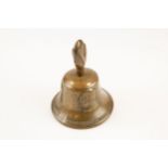 A heavy bronze "Victory" hand bell, embossed with busts of Churchill, Roosevelt and Stalin and