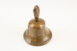 A heavy bronze "Victory" hand bell, embossed with busts of Churchill, Roosevelt and Stalin and