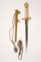 A Third Reich Naval officer's dagger, by Eickhorn, the blade etched with fouled anchor, entwined