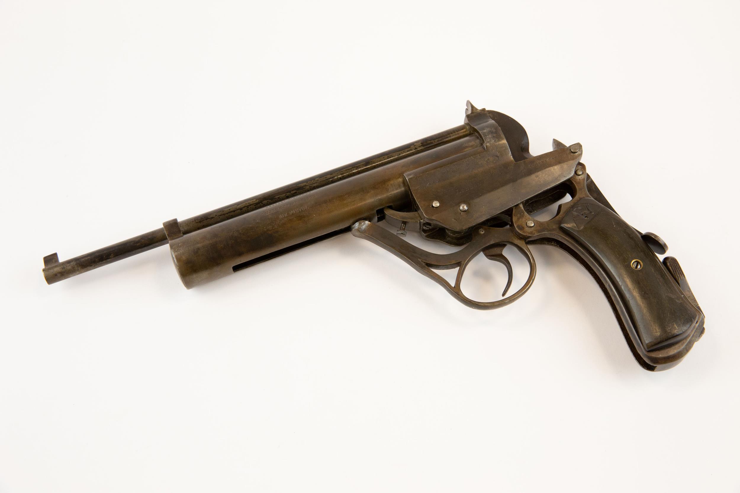 A rare .177" first type Westley Richards Highest Possible air pistol, number 111, the air chamber - Image 2 of 2