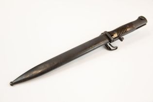 A scarce German Mauser bayonet, altered by Norwegian Army to fit US MI Garand Rifle, blade 10"