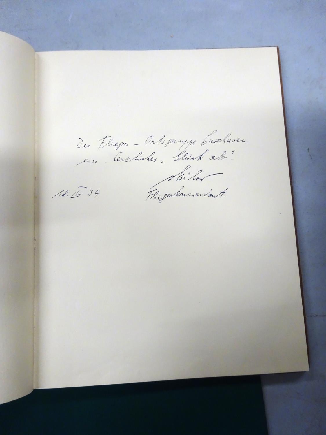 An interesting large format "visitors book", headed "Deutscher Luftsport Verband", commemorating the - Image 3 of 8