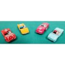 4 Dinky Toys competition cars. Triumph TR3 in turquoise with red interior and wheels, RN25.