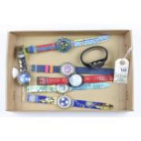 7 vintage Swatch watches. To include 1948 London olympic, 1996 Atlanta olympics, metal chronoraph,