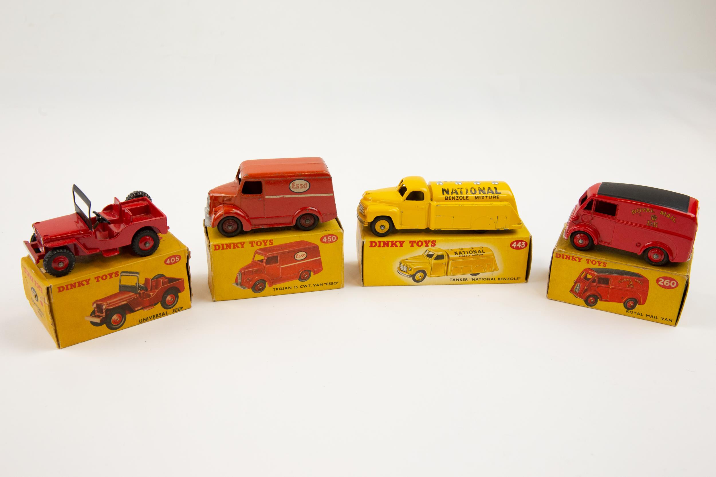 3 Dinky Toys. Royal Mail Van (260), in red with black roof. A Studebaker Tanker 'NATIONAL
