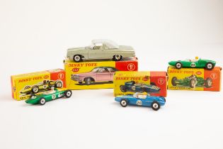 4 Dinky toys. To include No.243 B.R.M racing car finished in metallic green with a yellow plastic