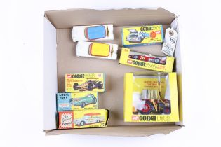 6 Corgi toys boxed. Lot includes No.345 MGC GT in bright yellow with black bonnet and tail gate,