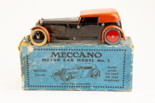 A scarce 1930's No.1 Meccano Constructor Car. An example in black with red roof, seats and