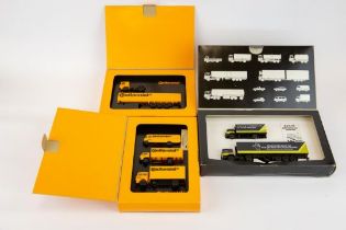 3 Herpa Ho scale plastic model vehicles sets. Lot contains Continental edition 1 containing Mercedes