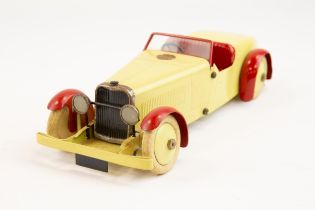 A scarce 1930's No.1 Meccano Constructor Car. A restored example in cream with red seats and