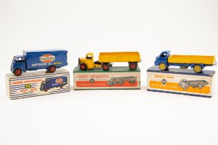 3 Dinky toys. Lot includes No. 918 Guy van "Ever ready", boxed with wear, No.521 Bedford articulated