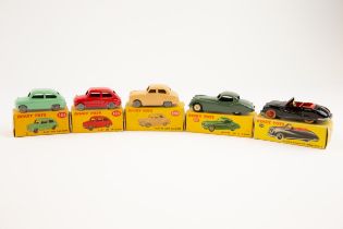 5 Dinky toys. To include No.106 Austin Atlantic convertible in black with red interior, red wheel