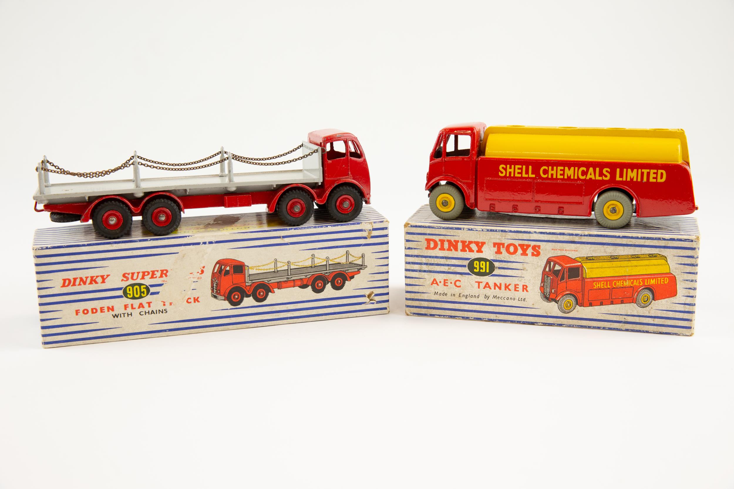 2 Dinky toys. No.991 A.E.C tanker Shell chemicals limited, red body with yellow tanks and wheel - Image 2 of 2