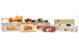 4 Dinky Toys. A Mighty Antar Low Loader With Propeller (986). Red tractor unit with grey low load
