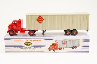 Dinky supertoys Tractor -trailer McLean, with windows in cab and opening rear doors on detachable