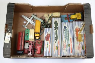 A quantity of Dinky Toys etc. 4 boxed- Tank Transporter (660), Horse Box (981), Pullmore Car