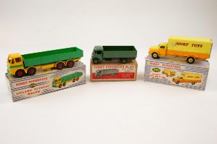 3 Dinky Toys. Guy 4-Ton Lorry (511). green with black chassis and green wheels. Leyland Octopus