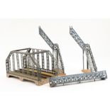 Marklin early 20th century Tinplate footbridge. Finished in grey with highlights to give metal