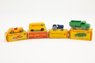 4 Dublo Dinky Toys. Singer Roadster (062), in deep yellow with red interior and grey plastic wheels.