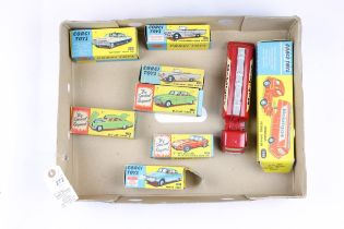 7 Corgi toys. Lot includes No.1140 Mobilgas patrol tanker with Bedford TK tractor unit, No.307 "E"