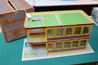 A scarce Metttoy "Emergency ward 10" hospital playset. Hospital is constructed of lithographed
