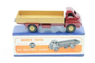 Dinky Toys Big Bedford Lorry (522). Maroon cab with fawn back and wheels with black tyres. Boxed,