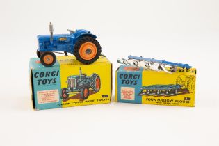 2 Corgi toys farm related models. No.55 Fordson "Power major" tactor. Finished in blue with orange