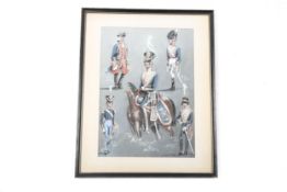 A watercolour depicting officers of 