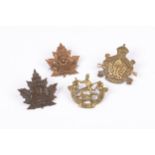 4 WWI CEF Infantry cap badges: 202nd by Jackson Bros; 203rd by Birks; 204th by Ellis (lugs