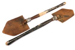 2 Third Reich infantry entrenching tools, with folding handles. GC £80-100