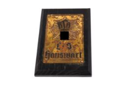 A Third Reich R.L.B. brass embossed plaque, 4¾