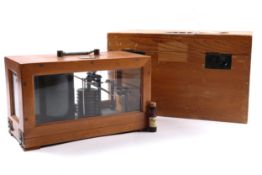 A German WWII naval barograph, by G Lufft Metallbarometerfabrik, Stuttgart, the wooden case having a