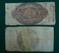 Currency notes (4): Nantwich Bank, Cheshire, £5 note, dated 1st March 1823, no 931; Gloucester