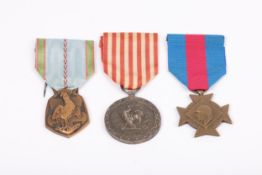Three French War medals: French Expeditionary Corps in Italy, 1943-44; 1939-1945 War Medal; and