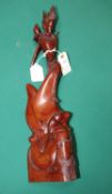 Kt. Alon Bali hand carved wooden figure of a Balinese dancing girl, in a dark hard wood. Damage to
