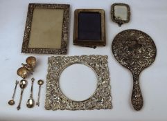Small quantity of silver items including a 925 silver picture frame, a large 800 silver picture
