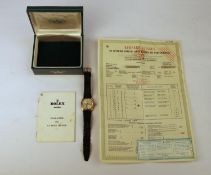 A Rolex Oyster perpetual date, in 18ct gold. Hall marked to the rear of the case. Used condition,