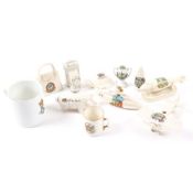 11 crested china items, mainly military subjects, plane, submarine, tank etc. GC £40-50