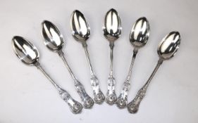 6 early Victorian solid silver hallmarked serving spoons, young head Victoria hallmark. Each spoon