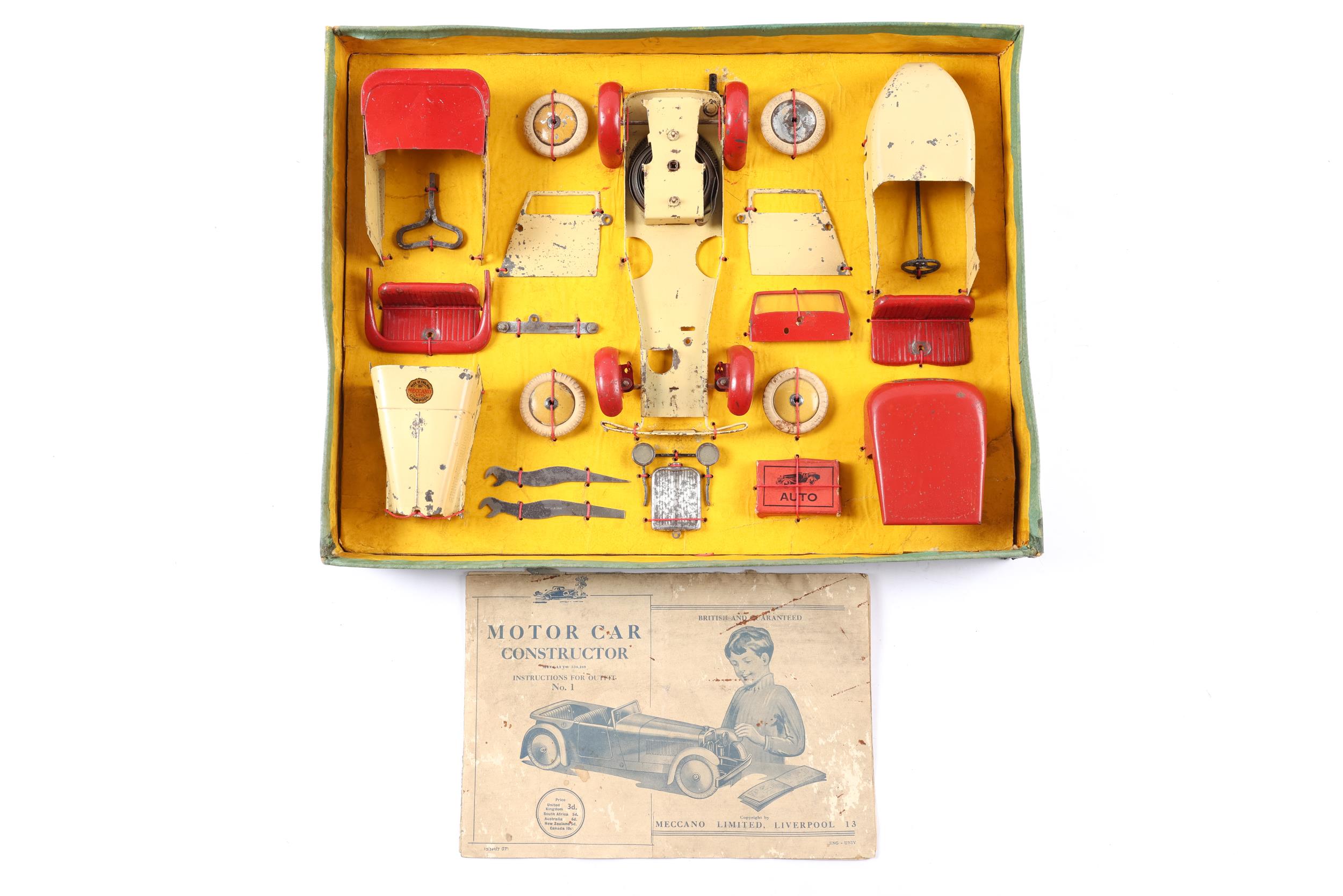 MECCANO 1934 : AEROPLANE / MOTOR CAR constructor parts