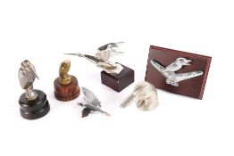 6 vintage Bird related car mascots, bonnet ornaments, Includes a possibly reproduction Humber