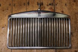 A late 1990's Rolls Royce Silver Seraph fluted grill with Spirit of Ecstasy/Flying Lady mascot. In