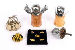 3 Wilmot Breeden Calormeters, 2 winged examples, variations and one complete with radiator cap. Plus