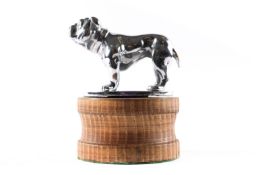 A British Bulldog plated car mascot by Desmo. C.1930s. Mounted on an oval metal plinth. GC-VGC,