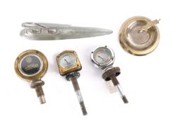 5 car mascot/bonnet ornaments. An Austin of England winged A (1946-1960's). 2 Wilmot Breeden