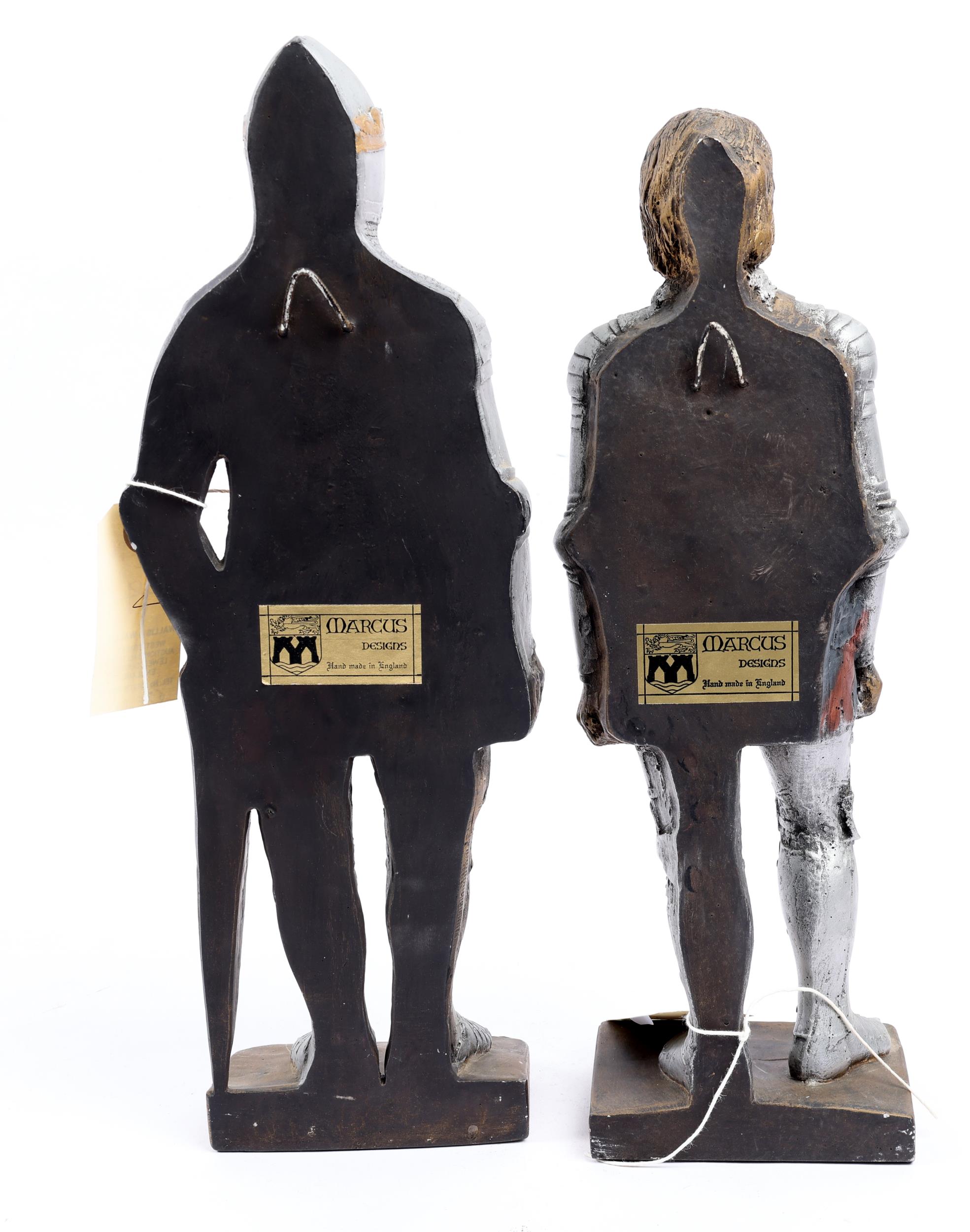 A pair of "Marcus Design" mediaeval figures. 13½" high, depicting the Black Prince and another - Image 2 of 2