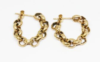 A pair of drop chain earrings, the rolo links taken from an antique chain, butterflies marked '375',