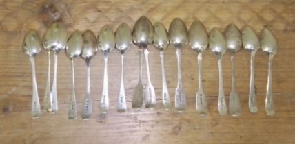 Assorted hallmarked silver teaspoons, various dates and makers, Georgian and later, weight 9.5ozt.