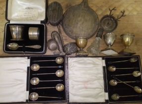 Assorted hallmarked silver and silver plate.