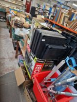 Approx. 20 boxes ( 3 table tops ) of miscellaneous items including garage ware, stackable shelving